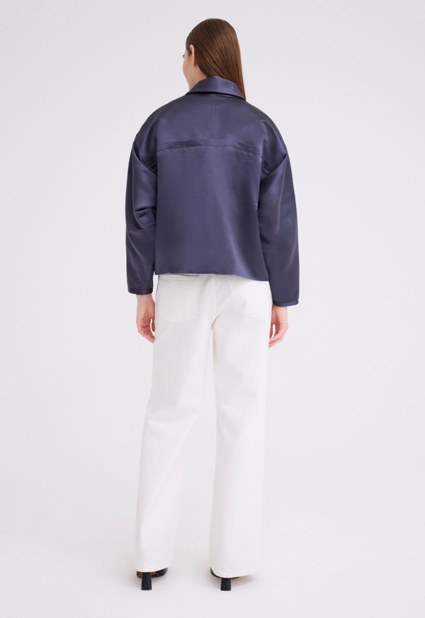 Jac + Jack Poulson Silk Bomber Jacket - Sly Blue